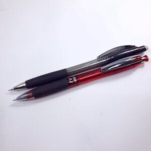 BIC Atlantis & AI mechanical pencil set 2 cushioned grip black red clear eraser